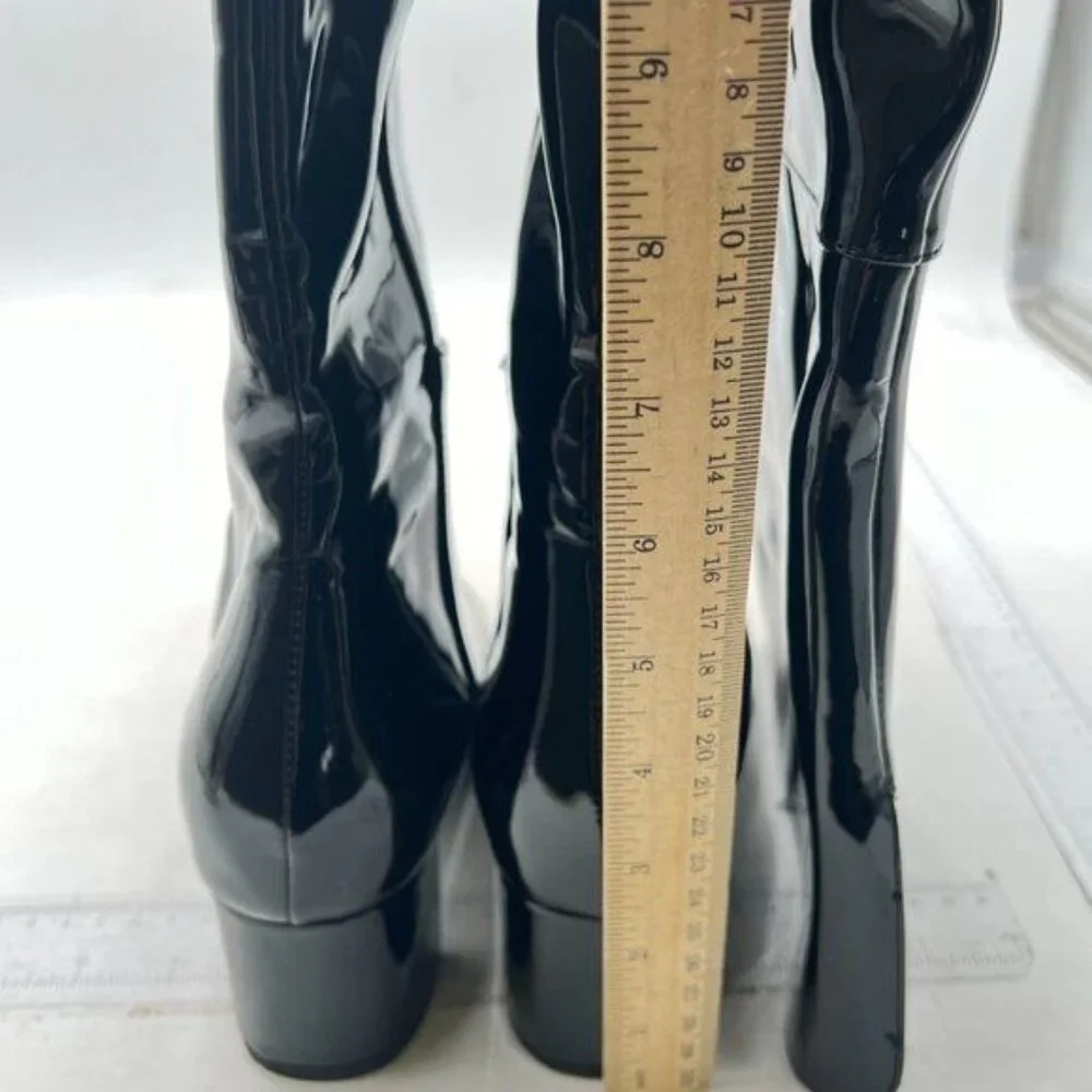 Over The Knee High Boots for Women Knee High Boots Chunky Block Heel Black Shoes